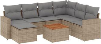 vidaXL Juego De Sof&aacute;s De Jard&iacute;n Con Cojines Beige 8 Pzas Rat&aacute;n Pe Vidaxl