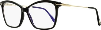 Tom Ford Womens Butterfly Blue Block Eyeglasses TF5687-B 001 Black/Gold 56mm