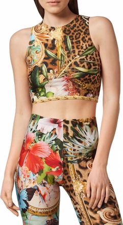 Philipp Plein Baroque Flowers Crop Top In Multicolor