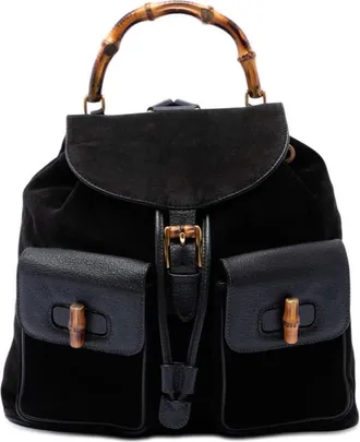 Gucci Pre-owned Gucci Suede Bamboo Backpack Unisex E29TIHMQBOQD2VOP