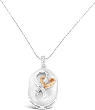 House of Brilliance 10k Rose Gold Over Silver 1/10 Ctw Diamond Heart and Ribbon Pendant Necklace in White at Nordstrom