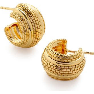 Monica Vinader Heirloom Chunky Huggie Hoop Earrings in 18Ct Gold Vermeil at Nordstrom