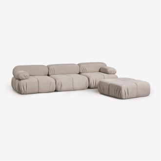 Sklum Sof&aacute; Modular De 3 Piezas Y Puff En Boucl&eacute; Envasado Al Vac&iacute;o Kendall Sklum