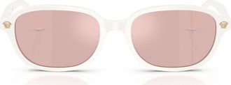 Versace 53mm Pillow Sunglasses in White Talc /Pink Mirror Gold at Nordstrom