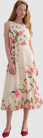 Hobbs London Carly A-Line Midi Dress in Cream Multi at Nordstrom, Size 10