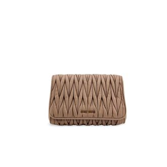 Miu Miu Matelass&eacute; Napa Leather Mini Chain Crossbody Bag Beige