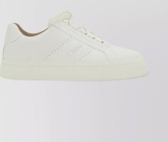 Chlo&eacute; calfskin low-top sneakers perforated detailing