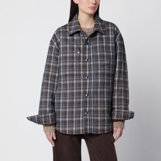 Dunst Quilted brown check flannel overshirt