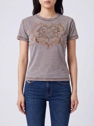 Diesel Slim Fit Cotton T-shirt with Front Rhinestone Logo
