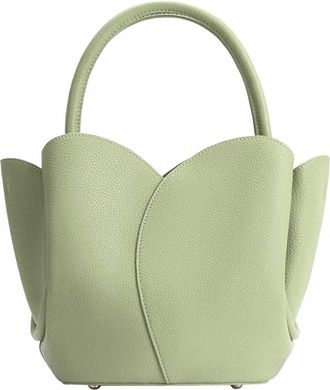 Melie Bianco Womens Tulip Leather Top Handle Bag In Sage Green