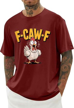 Generic Mens Tshirts, F-CAW-F Mens T Shirt Funny Chicken Scream Shirts Novelty Rooster Graphic Design Tees Short Sleeve Crew Neck Tops Blouse Lightweight Casu