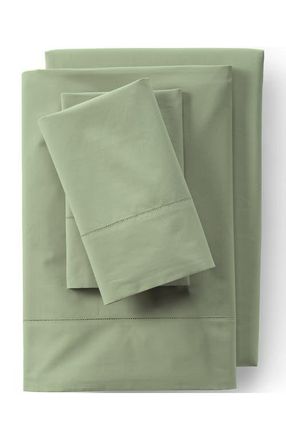 Lands End 300 Thread Count Cotton Percale Bed Sheet Set in Sage at Nordstrom, Size California King