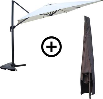 Concept Usine Sombrilla rectangular 3x4 m con brazo lateral giratorio, color crudo