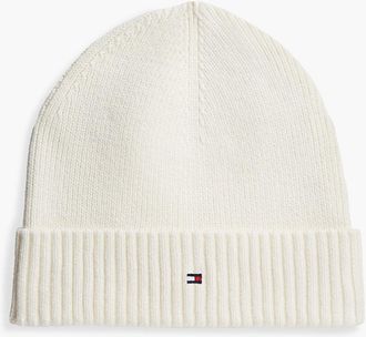 Tommy Hilfiger Mens Cotton-Cashmere Blend Beanie - Ivory Petal