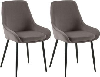 Clp Juego De 2 Sillas De Comedor Elmira Antracita Metal Negro Mate