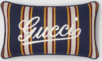 Gucci Rectangular Cotton Jacquard Cushion, Blue