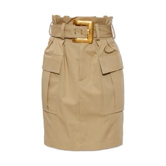 Balmain Short Skirts, female, Beige, Size: 2XS Cargo Skirt with Belt