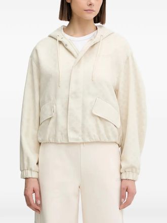 Guess Co logo-embroidered jacket - women - Fabric - L - Neutrals