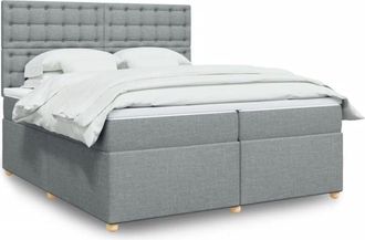vidaXL Vidaxl - Cama Box Spring Con Colch&oacute;n Tela Gris Claro 200x200 Cm