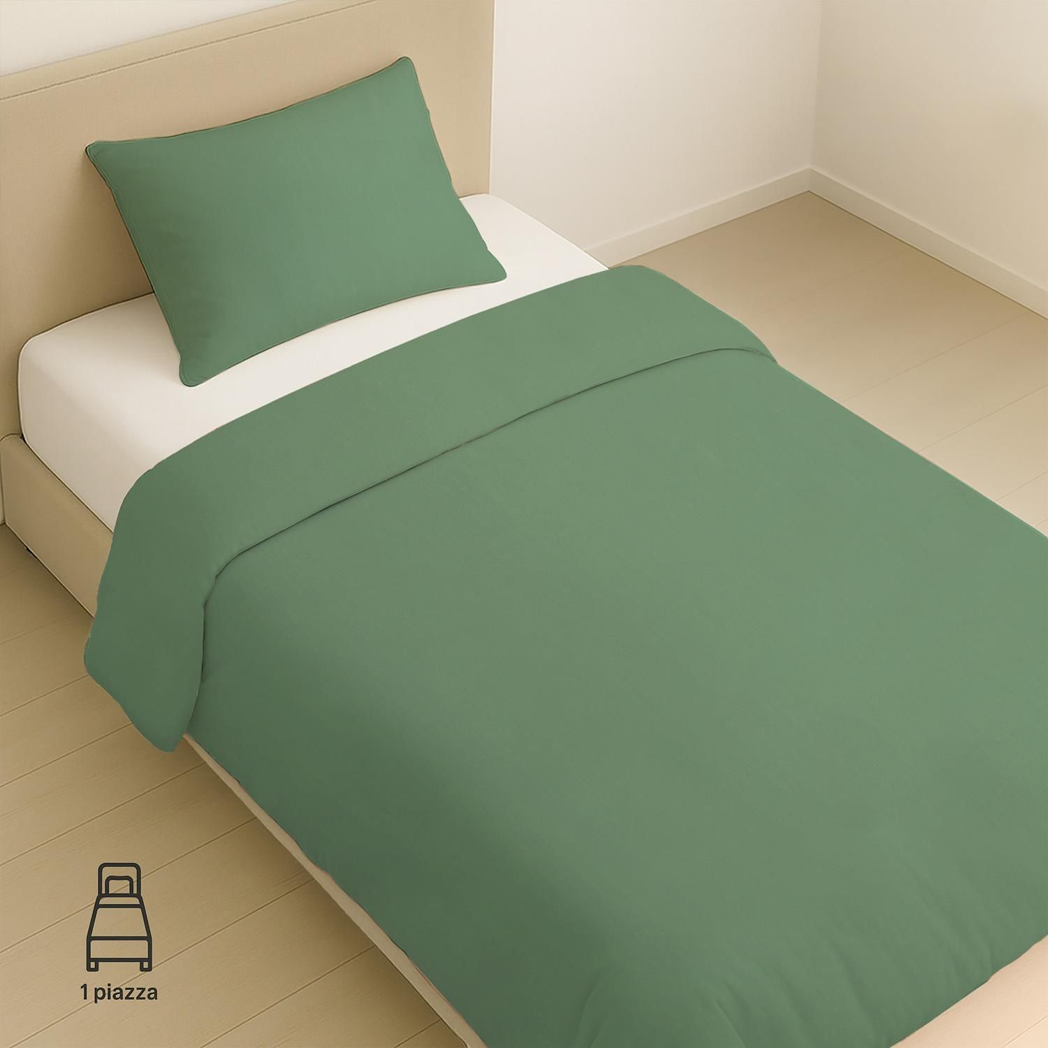 KASANOVA Parure copripiumino singolo verde Jersey melange da 39,90