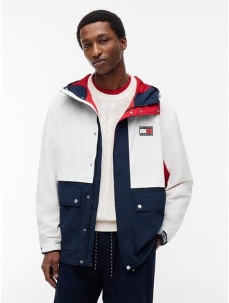 Tommy Hilfiger Mens Tommy Jeans Flag Colorblock Windbreaker - Navy - L