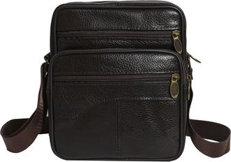 Generic Mens Leather Messenger Bag, Compact Shoulder Satchel with Practical Pouches, Ideal for Business Travel Daily Use, Laptop Bag for Work & College