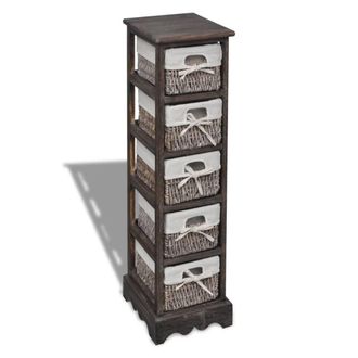 vidaXL Estanter&iacute;a Con 5 Cestas Tejidas Madera Marr&oacute;n Vidaxl