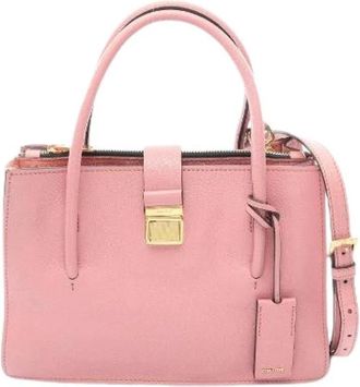 Miu Miu Pre-owned Madras 2way handtas - Dames - Vintage Handtas - Roze - ONE Size - Leer - Vintage