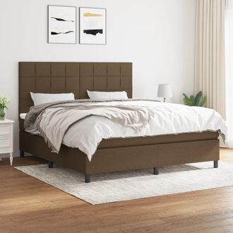 vidaXL Vidaxl - Cama Box Spring Con Colch&oacute;n Tela Marr&oacute;n Oscuro 180x200 Cm