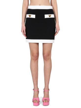 Moschino Heart Buttons Crepe Miniskirt