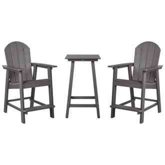 Beliani Beliani - Conjunto De Balc&oacute;n Mesa Alta Y Sillas Jard&iacute;n Gris Oscuro Adirondack