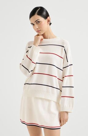 Brunello Cucinelli Textured stripe sweater in Panama at Nordstrom, Size Xx-Small Eu