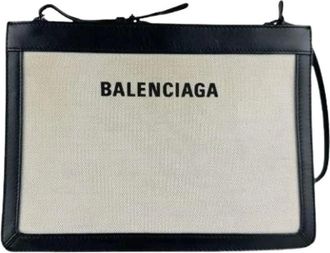 Balenciaga Pre-owned Clutches, female, Beige, Size: ONE SIZE Pre-owned Canvas Shoulder Bag