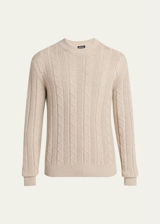 Ermenegildo Zegna Mens 7gg Oasi Cashmere Cable Crewneck Sweater