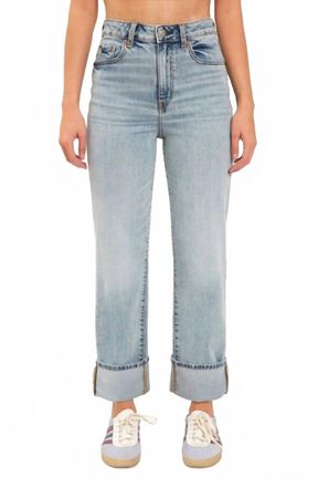 Daze Sundaze High Rise Vintage Straight Cuffed Jeans In Girl Code Wash