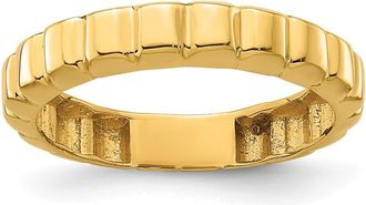 Diamond2Deal 14k Yellow Gold Polished and Grooved Ring