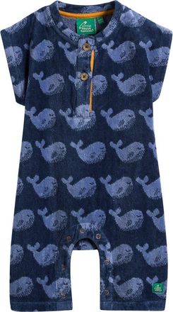 Little Green Radicals Whales Terry Romper in Blue at Nordstrom, Size 12-24M