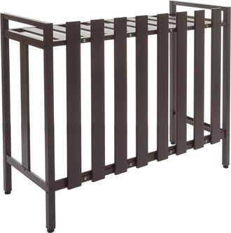 Hhg Hhg - Nunca Usado] Cubierta Para Aire Acondicionado/bomba De Calor 398, Cubierta Rejilla Protectora Estante Para Plantas, Metal 80x90x39cm, Marr&oacute;n