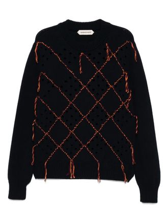 Namacheko Intarsia gewatteerde trui met ronde hals - Blauw