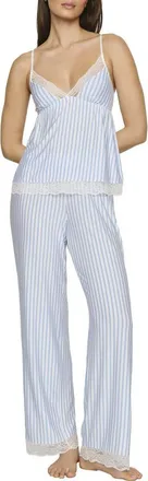 Eberjey Isla Stripe Lace Trim Pajamas in Regatta Stripe White at Nordstrom, Size X-Small