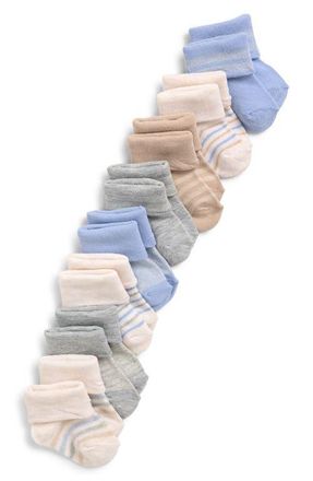 Capelli Assorted 8-Pack Marled Cuffed Crew Socks in Natural at Nordstrom, Size 0-6 M