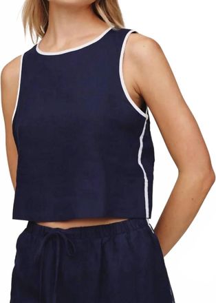 Bella Dahl Contrast Keyhole Tank Top In Nautical Night