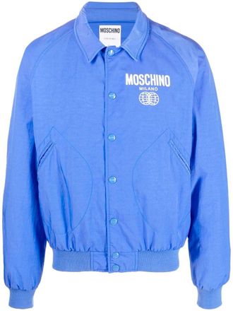 Moschino logo-print bomber jacket - men - Polyamide/Polyester - 54 - Blue