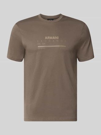 A|X Armani Exchange Slim Fit T-Shirt aus reiner Baumwolle mit Logo-Print in Mittelbraun, Gr&ouml;&szlig;e XXL