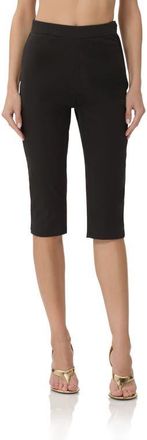 AFRM Calla Faux Leather Capri Pants in Noir at Nordstrom, Size 25