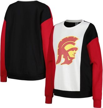 Gameday Couture Womens Gameday Couture White/Black USC Trojans Vertical Color-Block Pullover Sweatshirt at Nordstrom, Size Medium