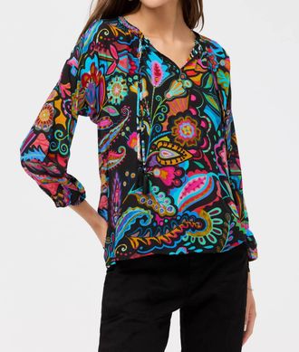 Johnny Was Margot V-Neck Blouse In Dark Silvana
