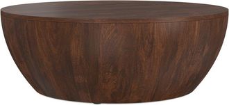 Simpli Home Elmbrook 34In Solid Mango Modern Industrial Drum Coffee Table