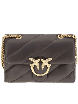 Pinko Quilted Nappa Leather Mini Shoulder Bag with Gold-tone Clasp