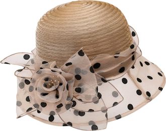 Generic Womens Organza Hat Dress Ladies Church Wedding Retro Wide Brim Cap Cocktail Feather Veil Sun Formal Royal Vintage Felt Cloche Hat Holiday Khaki One Si